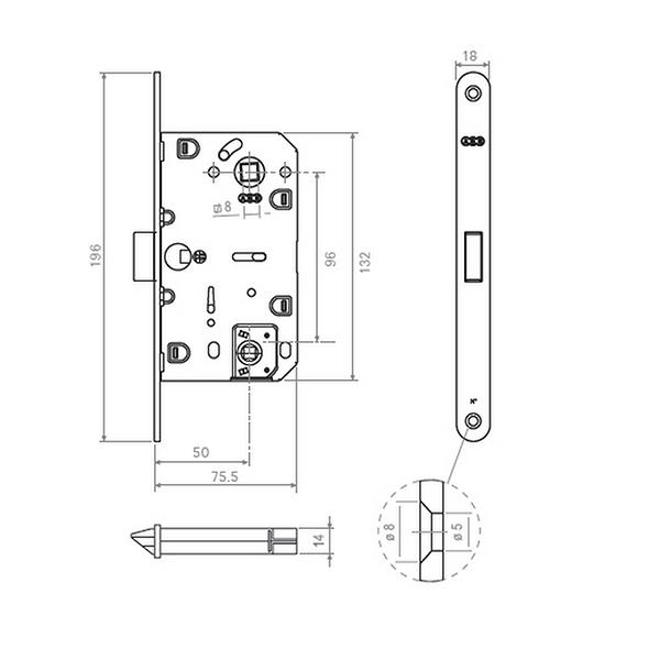 Межкомнатный замок Mediana Evolution AGB B01102.50.03