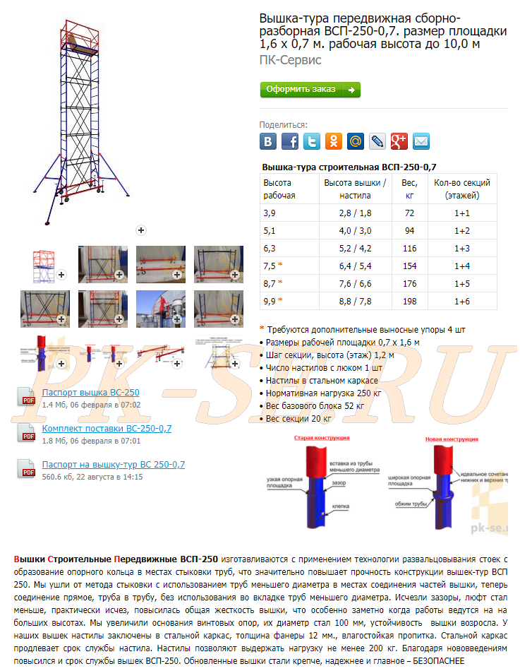 Вышка-тура ВСП ,2 купить в Перми цена | «Покорим Высоту Вместе»